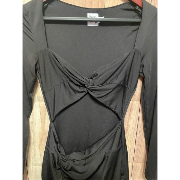 Princess Polly size 4 black Maxam Long Sleeve Cut Out Twist Mini Dress sexy club - Picture 5 of 9